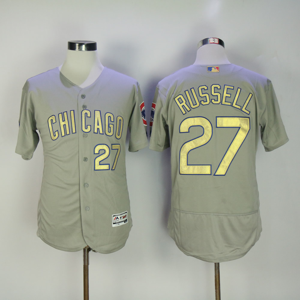 Men Chicago Cubs #27 Russell Grey Champion MLB Jerseys